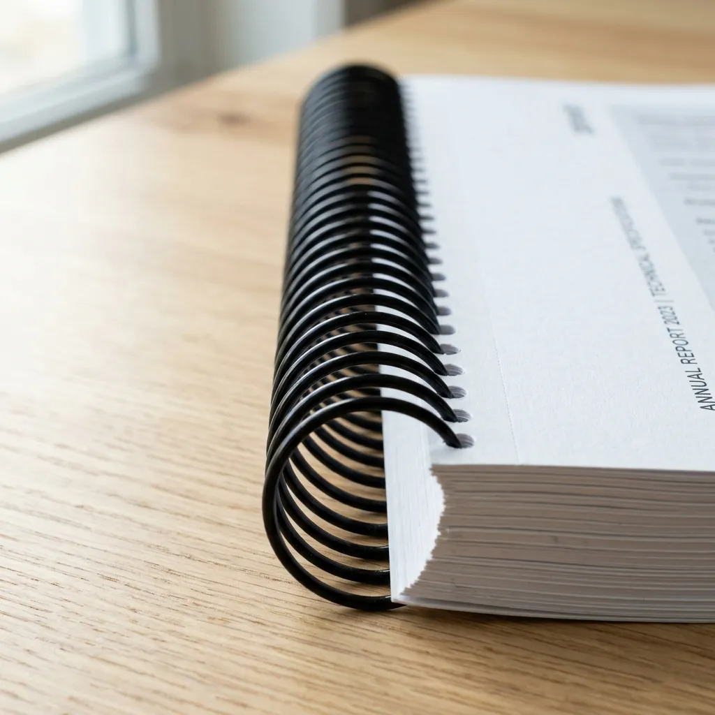 Spine of a plastic coil-bound document